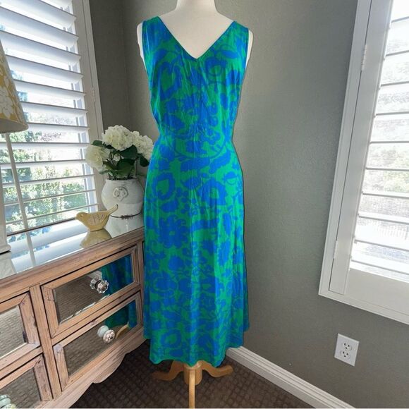Boden Rosaline Midi Dress Tropical Retreat Emerald Size 16 V-Neck Sleeveless - Picture 6 of 14